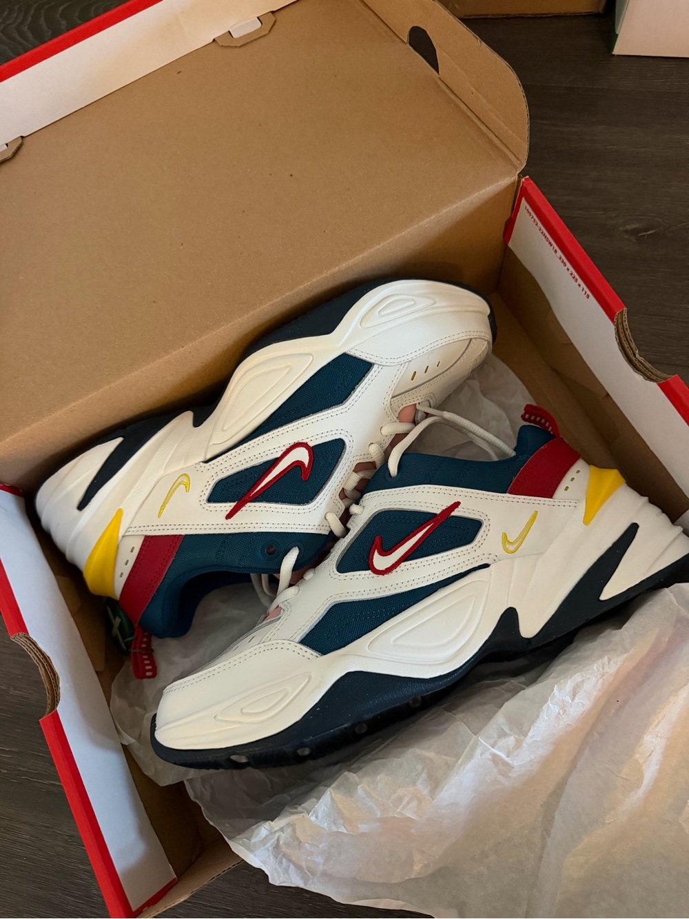 Nike M2K Tekno Blue Force Summit White Chrome Yellow Sneakers - Size 9 (Women’s)